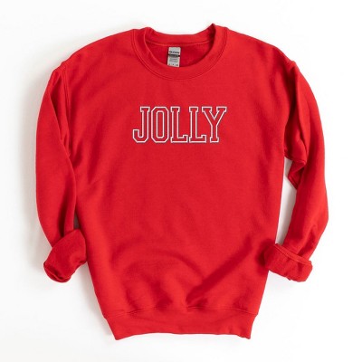 Simply Sage Market Women's Graphic Sweatshirt Embroidered Jolly -White Ink