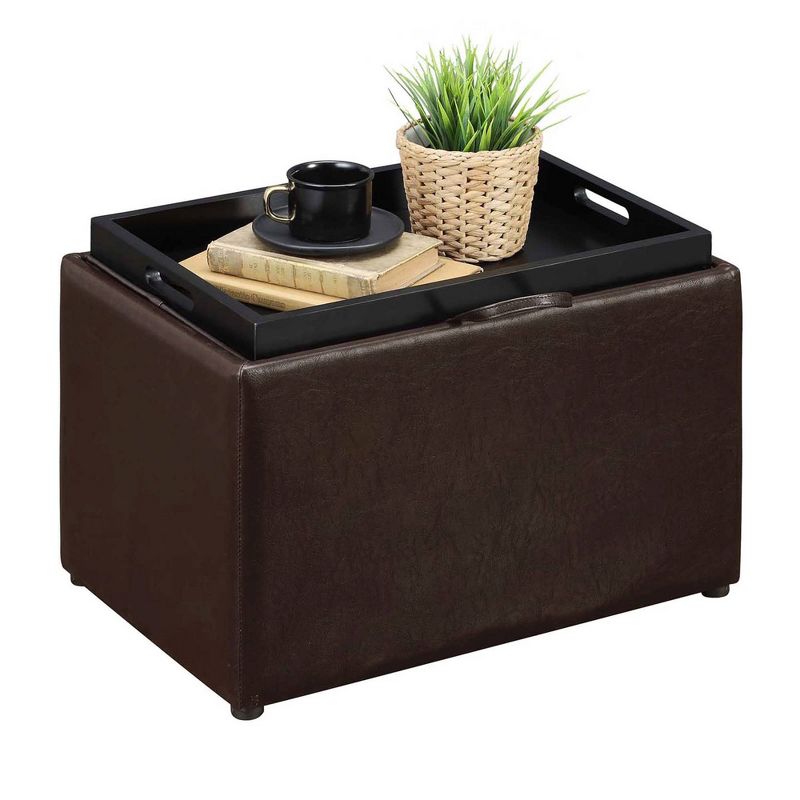 Breighton Home Luxe Comfort Storage Ottoman with Reversible Tray Top Lid, 5 of 11