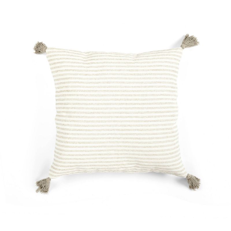 20&#34;x20&#34; Oversize Pinnacle Striped Square Throw Pillow Taupe/White - Lush D&#233;cor, 1 of 5