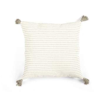 20"x20" Oversize Pinnacle Striped Square Throw Pillow Taupe/White - Lush Décor