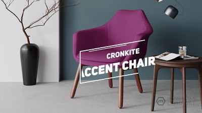 Modern Gray Faux Leather Accent Chair with Ash Wood Legs