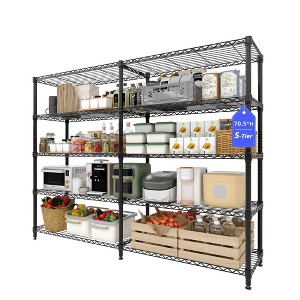 60" Heavy Duty 5-Tier Metal Wire Shelving Unit – Adjustable L-Shaped Storage Rack with Leveling Feet, 1325 lb Capacity for Garage, Pantry & Kitchen - 1 of 4