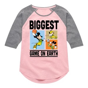Girls' - Disney - Biggest Game On Earth Shirt Tail Raglan Graphic T-shirt - 1 of 3