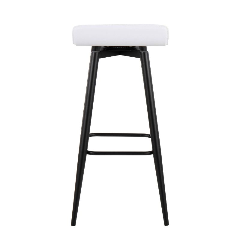 Set of 2 Ale Faux Leather/Steel Barstools Black/White - LumiSource, 6 of 12