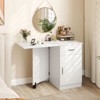 Costway Folding Computer Desk with Drawer Cabinet & Adjustable Shelf Wheel for Living Room, Black/White - 4 of 4