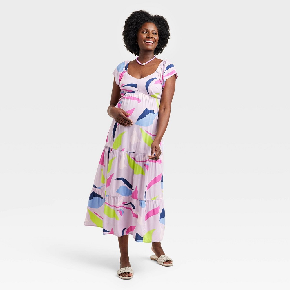 Flutter Short Sleeve Woven Midi Maternity Empire Waist Dress - Isabel Maternity by Ingrid & Isabel™ XL