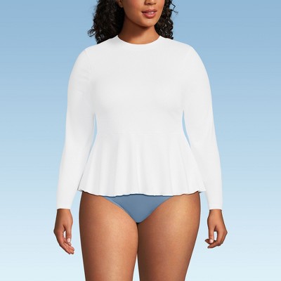 Lands' End Women's Long Sleeve Pique Peplum UPF 50 Rash Guard