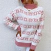 Womens Pullover Sweater Turtleneck Snowflakes Sweater Christmas Sweater Ribbed Knit Long Sleeve Sweater - 3 of 4