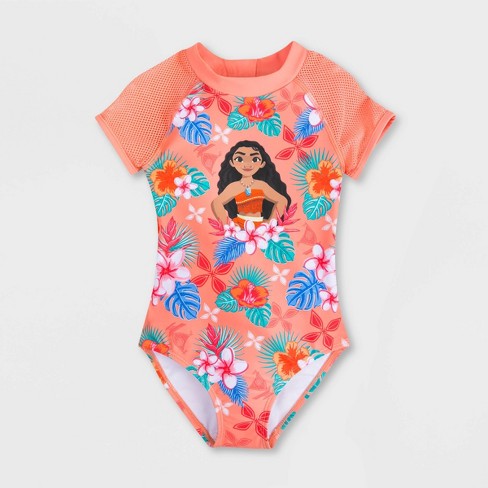 Girls Disney Moana One Piece Swimsuit Orange Disney Store Target