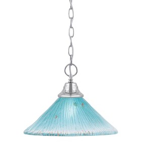 Toltec Lighting Any 1 - Light Pendant in  Chrome with 12" Teal Crystal Shade - 1 of 1