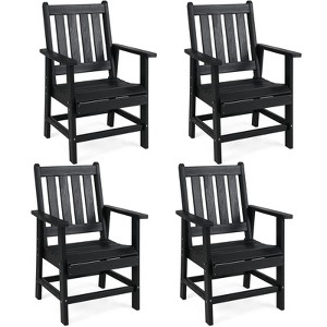 Tangkula Patio Dining Chairs Set of 4 w/Wide Armrests Curved Seat Wood Grain for Backyard - 1 of 4