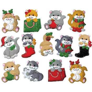 Design Works Felt Ornament Applique Kit Set Of 13-Holiday Cats