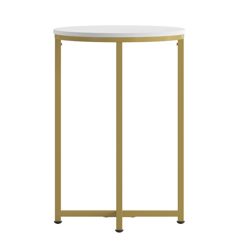 Emma and Oliver White Laminate Living Room Coffee Table with Crisscross Brushed Gold Metal Frame, 1 of 9