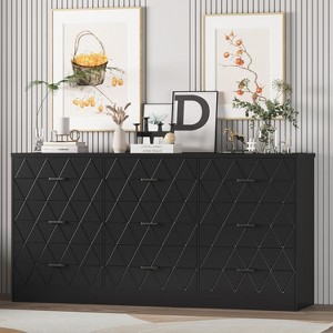 9 Drawer Dresser, 63'' Wooden Large Dresser with Power Outlet Wide Drawer, Modern Chest of Drawers for Closet, Storage Organizer Long - 1 of 4