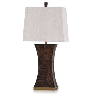 Asher Linear Embossed Resin Table Lamp Dark Brown - StyleCraft: Modern Adjustable 3-Way Lighting for Nightstand - 1 of 3