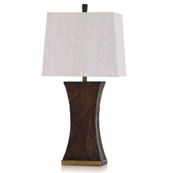 Asher Linear Embossed Resin Table Lamp Dark Brown - StyleCraft