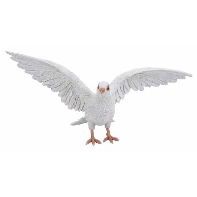 9" Polyresin Pigeon with Spread Wings Outdoor Statue White - Hi-Line Gift