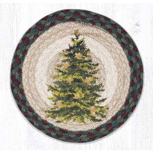 Earth Rugs Christmas Joy Tree Round Printed Trivet 10" Farmhouse Holiday Style - 1 of 3