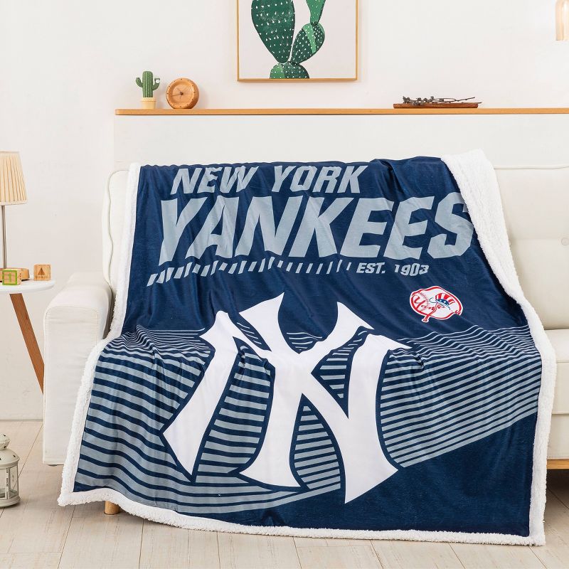 MLB New York Yankees New School Mink Faux Shearling Throw Blanket, 2 of 5