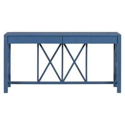 Luxystar 60'' Console Table with 4 Spacious Drawers, Open Bottom Storage for Living Room and Hallway, Navy Blue