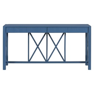Luxystar 60'' Console Table with 4 Spacious Drawers, Open Bottom Storage for Living Room and Hallway, Navy Blue - 1 of 4
