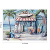 KWPZQEB Vintage Wall Art, Blue Beach House Surfboard Coconut Tree Ocean Wall Art, Rustic Impressionism Scenic Landscape Wall Decor for Living Room - 2 of 4