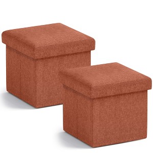 Ornavo Home 2 Pack 12" Small Square Collapsible Storage Ottoman, Foot Stool, Seat - 1 of 4