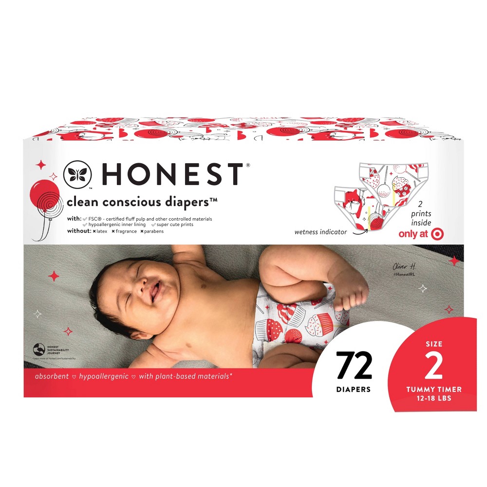 Photos - Nappies The Honest Company Clean Conscious Disposable Diapers In-RED-Ibly Deliciou