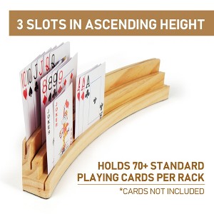 LotFancy Playing Card Holder for Kids Adults, 4Pcs, 3 Tiers, Hands Free Curved Wooden Card Holder - 1 of 4