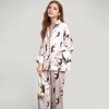 Anna-Kaci Lounge Women's Cat Print Satin Pajama Set Long Sleeve Button-Up Top with Elastic Waist Full-Length Pants - 2 of 4
