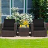 Tangkula 3PCS Patio Rattan Furniture Set with 2 Cushioned Sofas & Coffee Table for Outdoor Turquoise/Black/Navy/Red/Brown - 4 of 4