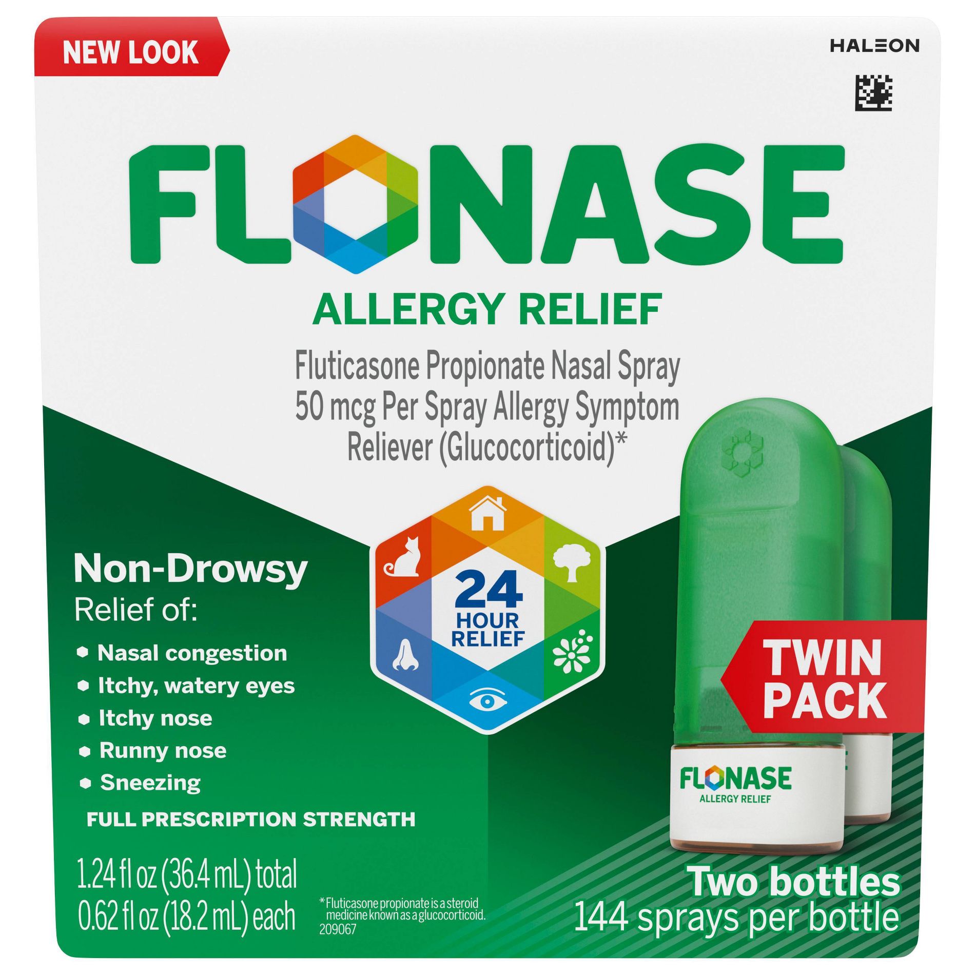 Flonase Allergy Relief Fluticasone Nasal Spray- 24-Hour Non-Drowsy Allergy Medicine- Metered Nasal Spray