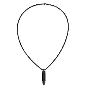 Chisel Stainless Steel Brushed and Black IP-plated Bullet Capsule Pendant on a 22" Box Chain Necklace - 1 of 4