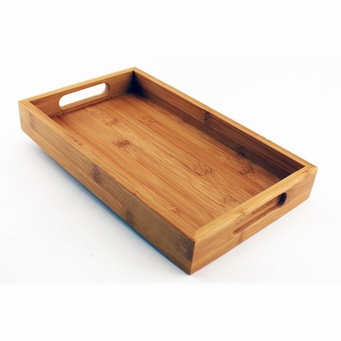 Natural Bamboo Serving Tray With Handles 22 1/2 X 11 X 3/4 Count Box