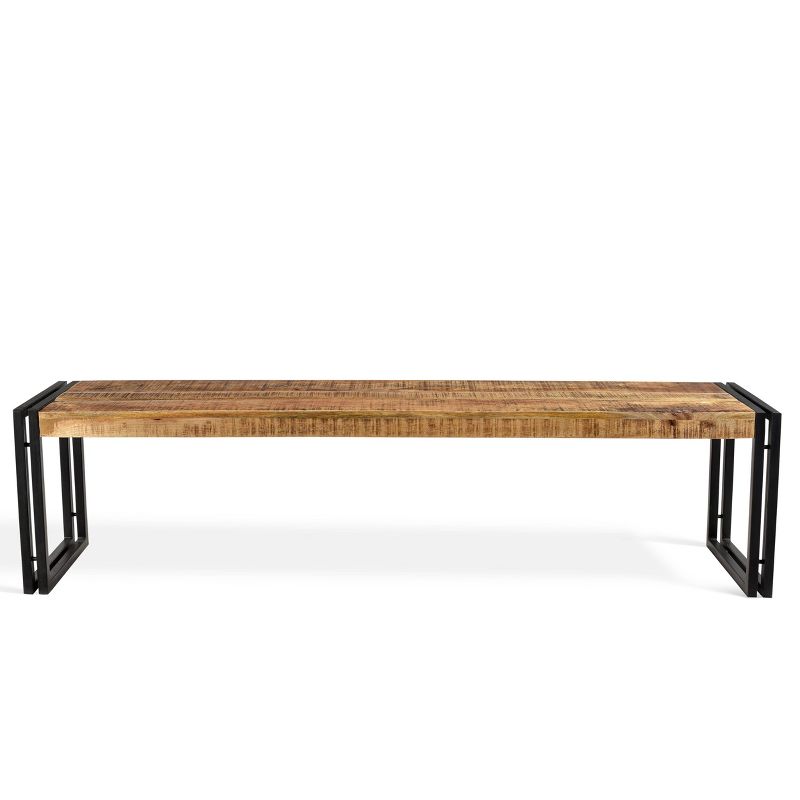 Handcrafted Reclaimed 71" Wood Bench with Iron Legs - Timbergirl, 3 of 8