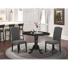 HomeStock 3-Piece Round Black Finish Solid Wood Top Dining Table with 2 Parson Chairs with Drop Leaf - 2 of 4