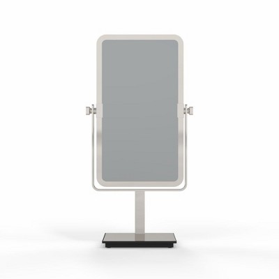 Polished Nickel Rectangular Freestanding Makeup Mirror with Magnification