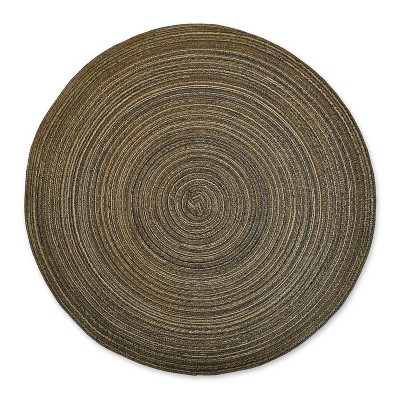 Set of 6 Brown Round Polypropylene Woven Placemats