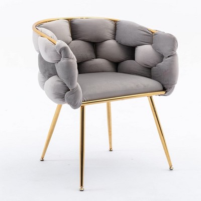 Couch Accent Chair,Velvet Upholstered Barrel Chairs Metal Chair Foot Soft Lining Single Vanity Sofa Armchair for Living Room Waiting Room Office