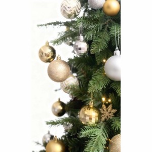 34Pcs Christmas Ball Ornaments, 1.57 Inch Shatterproof Bulk Xmas Tree Hanging Decor for Holiday Wedding Mardi Gras Party Gold/Blue/Red/Silver - 1 of 4