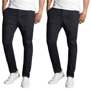 Galaxy By Harvic Men's Slim Fit Cotton Stretch Classic Chino Pants-2 Pack - 1 of 2