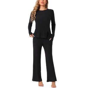 INSPIRE CHIC cheibear Women's Crewneck Soft Long Sleeve with Pocket Pajamas Set - 1 of 4