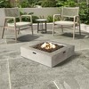 Mondawe 12" H x 34" W Handcrafted Natural Concrete Outdoor Fire Pit Table - 2 of 4