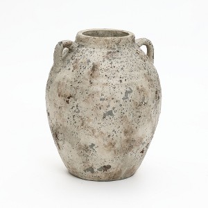 LuxenHome Rustic Antiqued Terracotta Vase, Round Bouquet Holder for Farmhouse Décor - 1 of 4