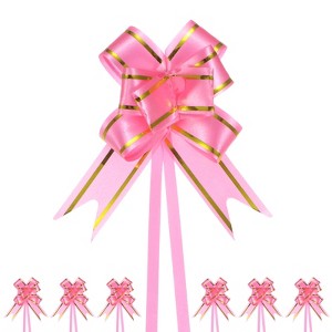 Unique Bargains Plastic Gold Edge PP Plastic Glossy Appearance Gift Wrap Satin Pull Bows 200 Count - 1 of 4