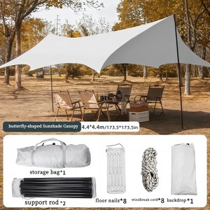 DOMETOUR outdoor sunscreen tent canopy, butterfly-shaped silver-coated sunscreen and rainproof tent, picnic camping party leisure tent - 1 of 4
