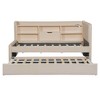 MAYEERTY Twin Size Upholstered Daybed, Trundle Storage Shelves USB Outlet, Bedroom, Beige - 3 of 4