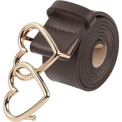 INSPIRE CHIC Women's Double Heart Buckle Fashion Casual Decorative Belts