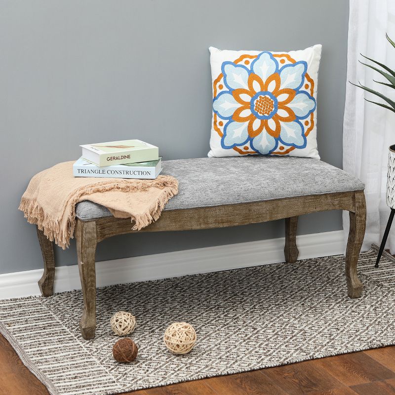 LuxenHome Upholstered Gray Linen Entryway and Bedroom Bench., 2 of 8