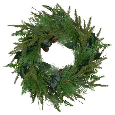 Northlight 25 in. Green Unlit Artificial Pine Heart Shaped Wreath